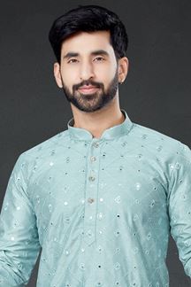 Picture of Charming Steel Blue Colored Designer Kurta Set