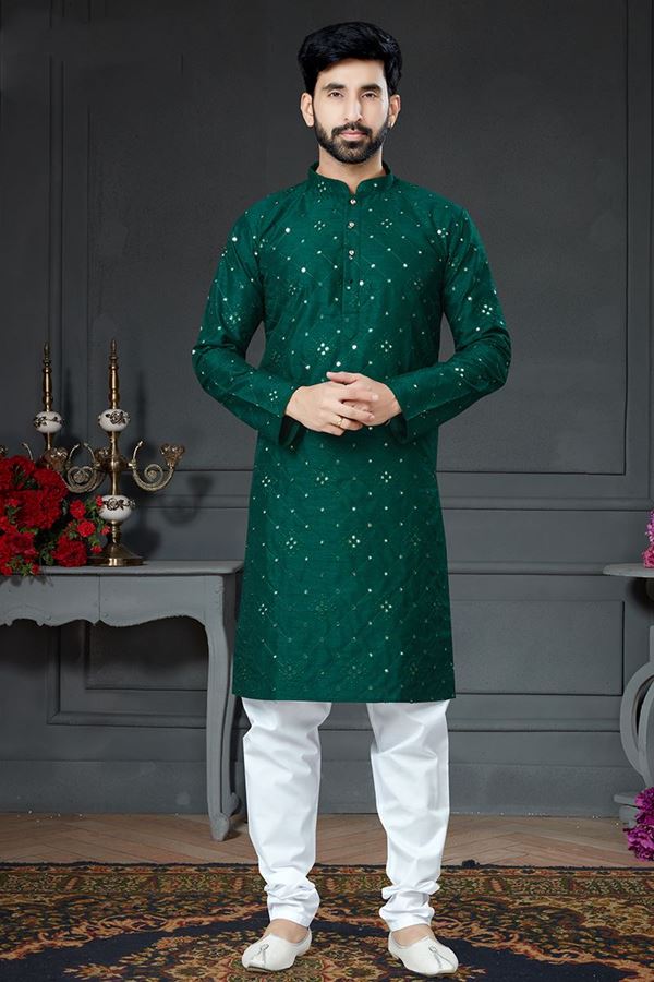 Picture of Charming Dark Green Colored Designer Kurta Set