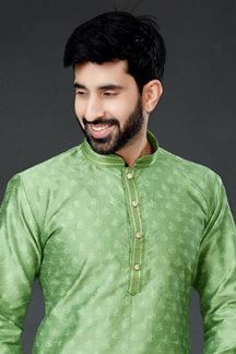 Picture of Charming Leaf Green Colored Designer Kurta Set