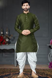 Picture of Charming Mehendi Green Colored Designer Kurta Set