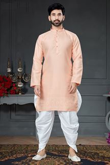 Picture of Charming Light Peach Colored Designer Kurta Set