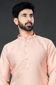 Picture of Charming Light Peach Colored Designer Kurta Set