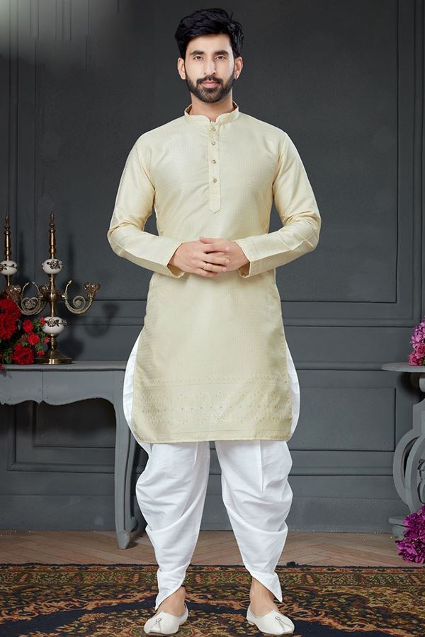 Picture of Charming Ivory Colored Designer Kurta Set