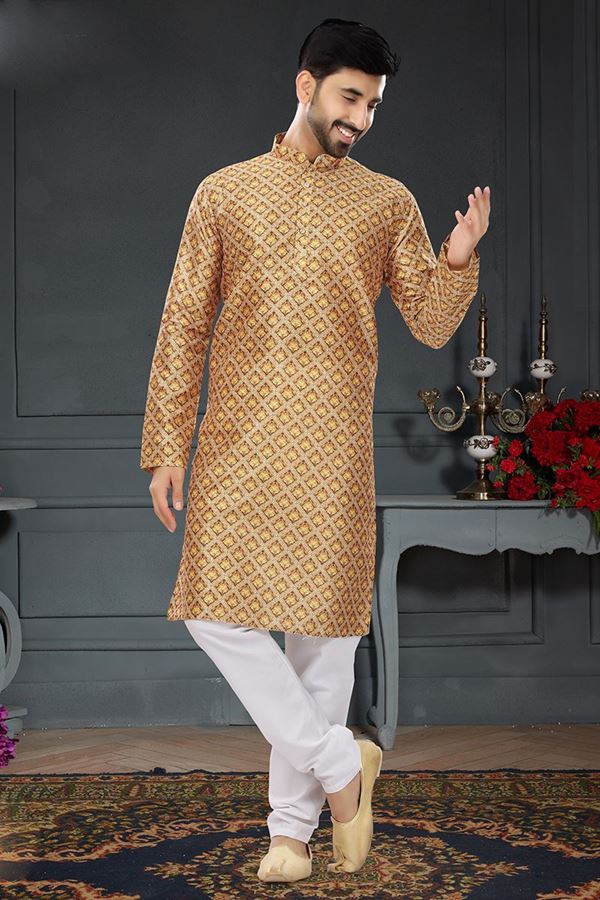 Picture of Appealing Golden Colored Designer Kurta Set