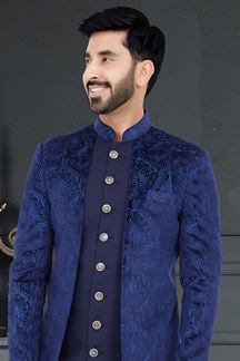 Picture of Fashionable Navy Blue Colored Designer Italian Indo Western