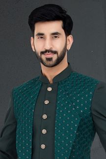 Picture of Fancy Dark Green Colored Designer Italian Indo Western