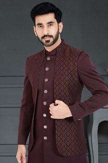 Picture of Charismatic Maroon Colored Designer Italian Indo Western