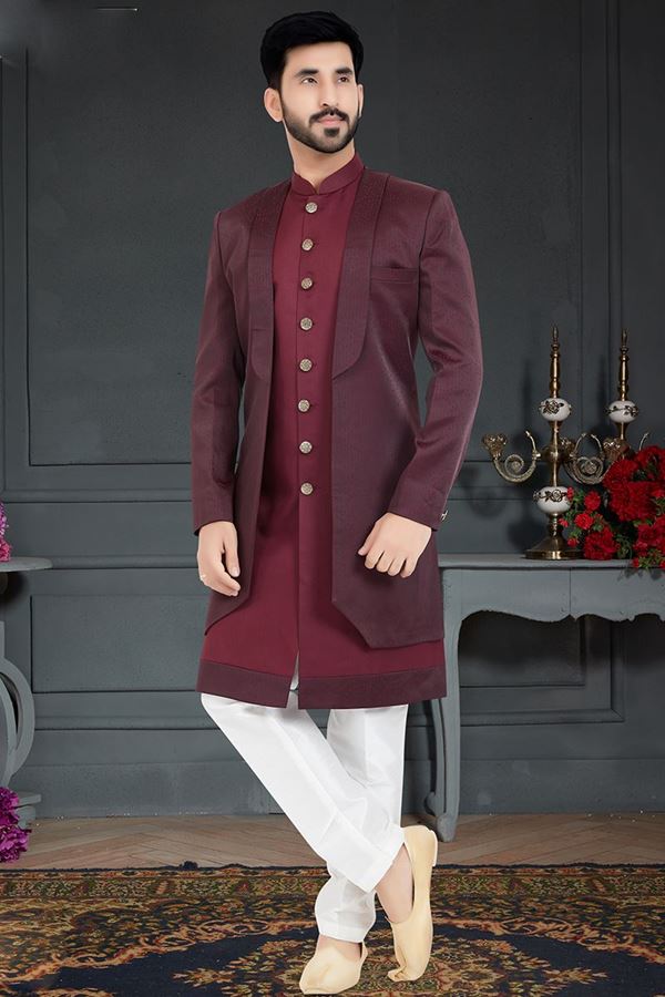 Picture of Splendid Maroon Colored Designer Italian Indo Western