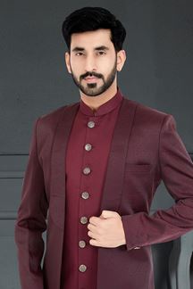 Picture of Splendid Maroon Colored Designer Italian Indo Western