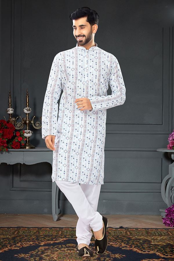 Picture of Captivating White Colored Designer Kurta Set