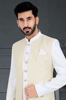 Picture of Awesome Cream and White Colored Designer Italian Indo Western