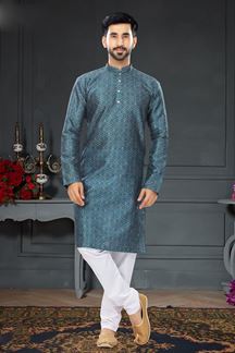 Picture of Vibrant Teal Colored Designer Kurta Set