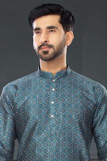 Picture of Vibrant Teal Colored Designer Kurta Set