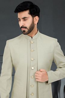 Picture of Delightful Olive Green Colored Designer Italian Indo Western