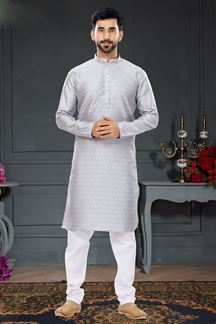 Picture of Awesome Powder Blue Colored Designer Kurta Set