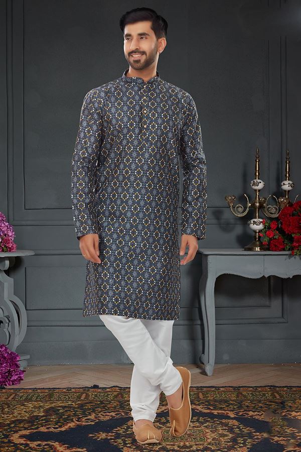 Picture of Delightful Dark Grey Colored Designer Kurta Set