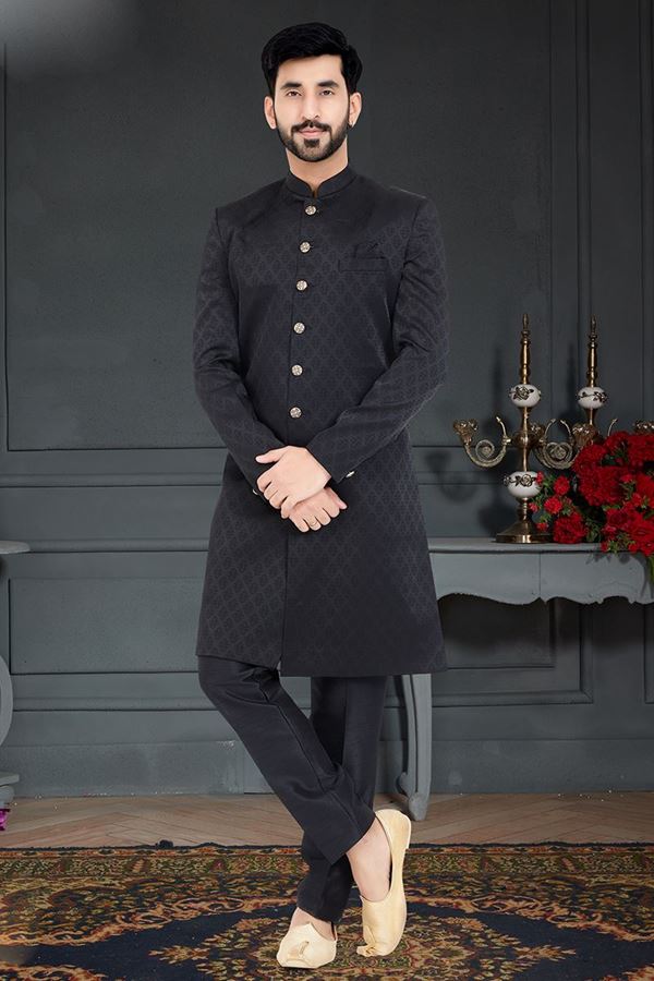 Picture of Charming Black Colored Designer Nawabi Indo Western