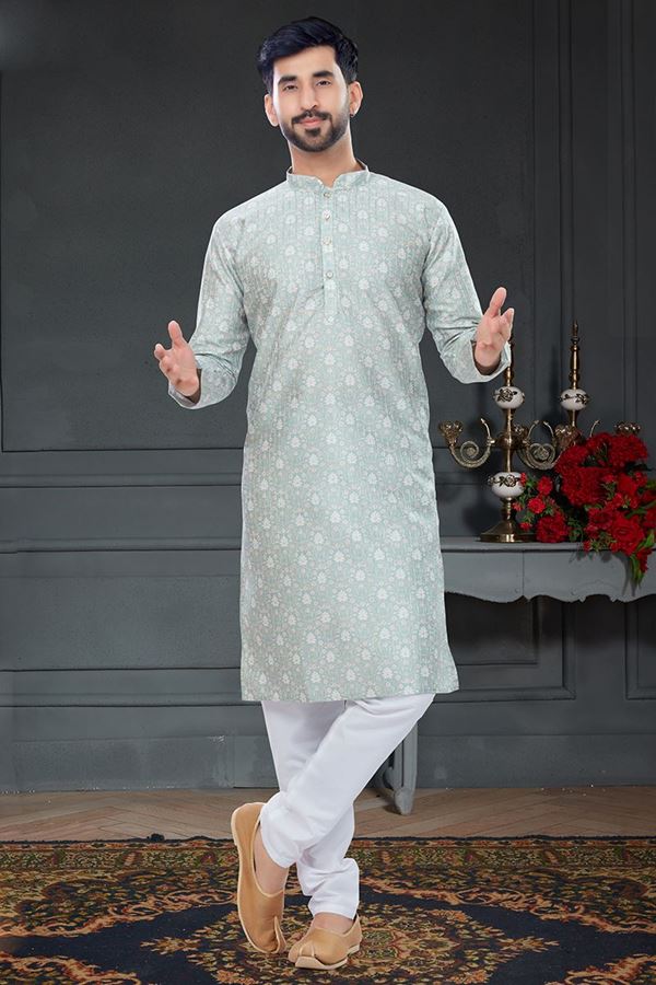 Picture of Artistic Pista Green Colored Designer Kurta Set