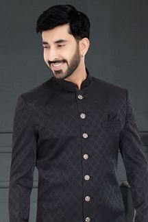 Picture of Charming Black Colored Designer Nawabi Indo Western