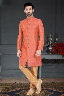 Picture of Classy Orange Colored Designer Nawabi Indo Western