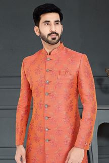 Picture of Classy Orange Colored Designer Nawabi Indo Western