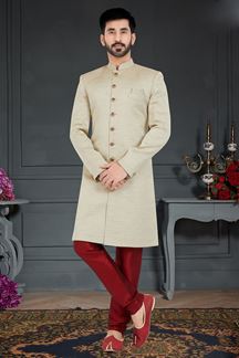 Picture of Majestic Bone Colored Designer Nawabi Indo Western