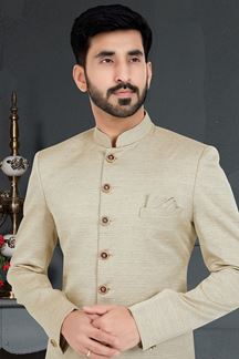 Picture of Majestic Bone Colored Designer Nawabi Indo Western