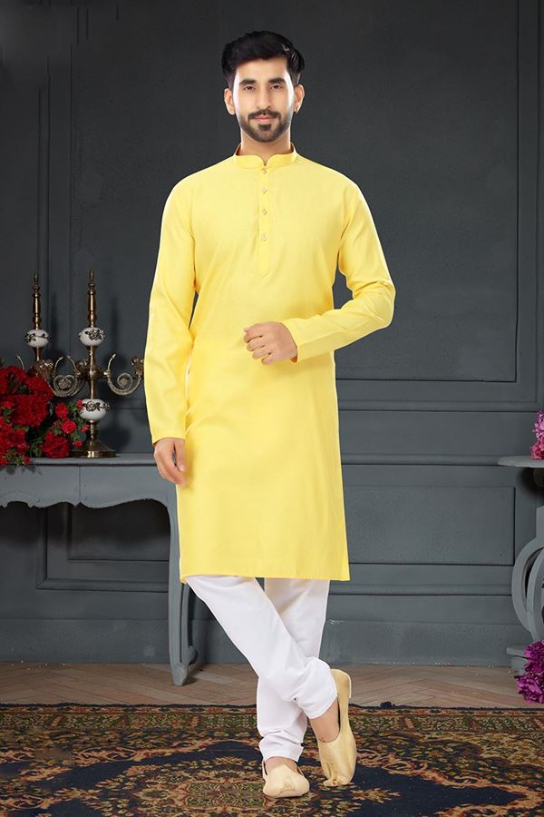 Picture of Royal Yellow Colored Designer Kurta Set