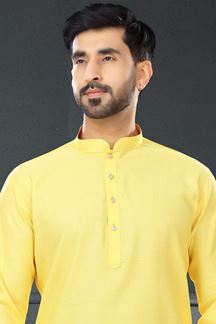 Picture of Royal Yellow Colored Designer Kurta Set