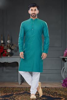 Picture of Artistic Teal Colored Designer Kurta Set