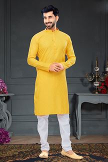 Picture of Enticing Mustard Colored Designer Kurta Set