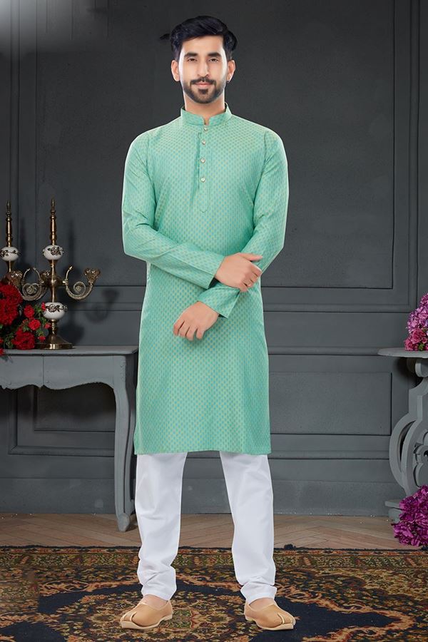 Picture of Aesthetic Mint Green Colored Designer Kurta Set