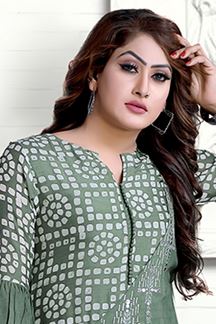 Picture of Outstanding Olive Green Colored Designer Kurti Set