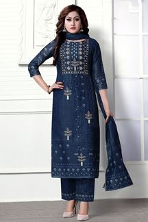 Picture of Spectacular Navy Blue Colored Designer Suit