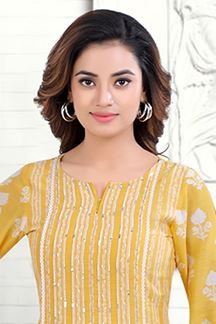 Picture of Irresistible Yellow Colored Designer Kurti with Pant