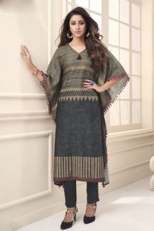 Picture of Spectacular Dark Grey Colored Designer Kaftaan