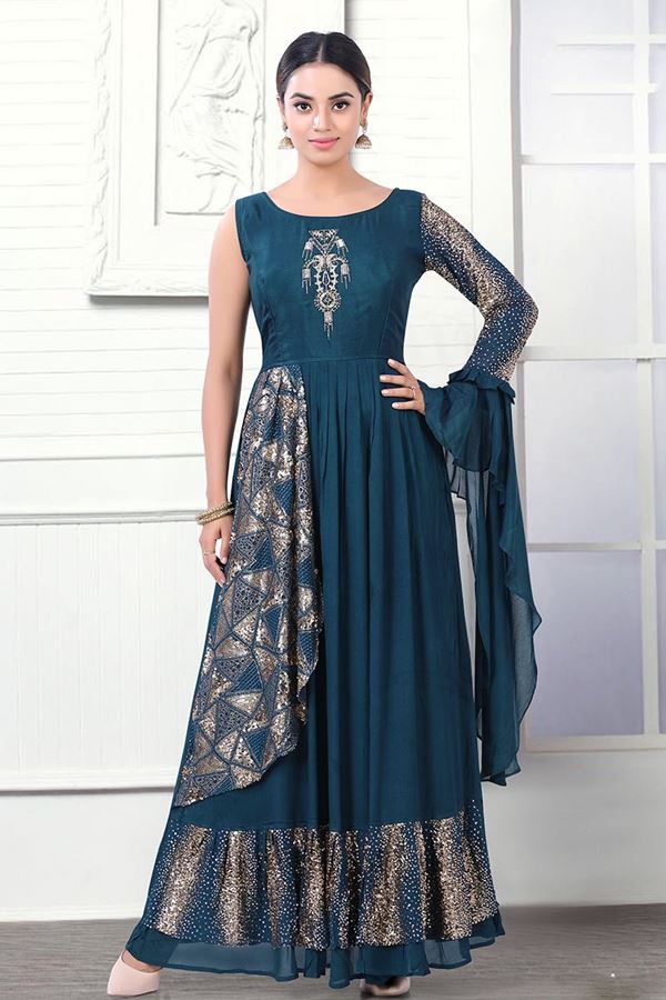 Picture of Gorgeous Teal Colored Designer Kurti