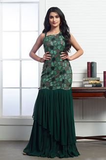 Picture of Heavenly Bottle Green Colored Designer Kurti