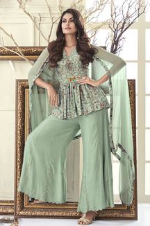 Picture of Flawless Sea Green Colored Designer Suit