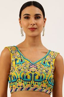 Picture of Dashing Yellow Colored Designer Readymade Blouse