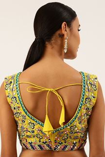 Picture of Dashing Yellow Colored Designer Readymade Blouse