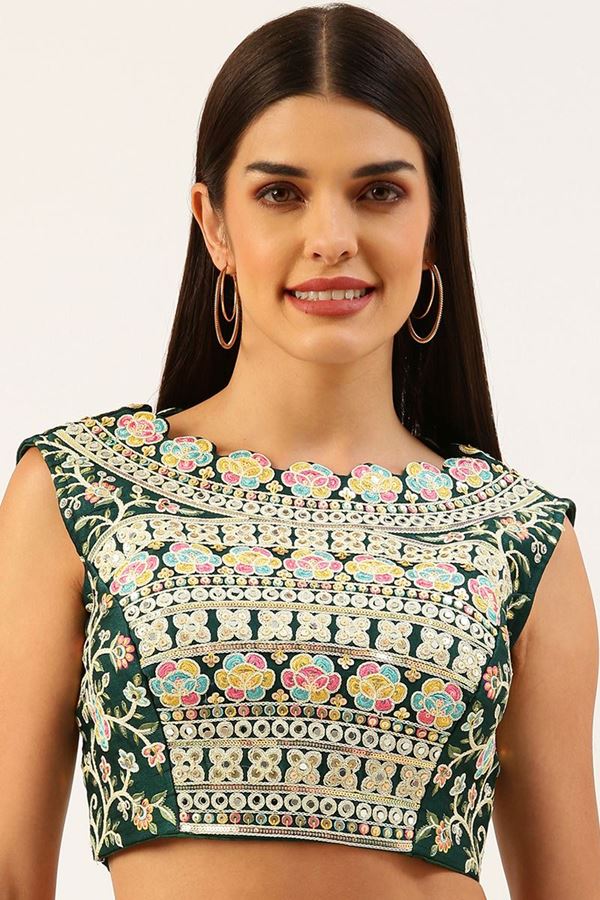 Picture of Gorgeous Green Colored Designer Readymade Blouse