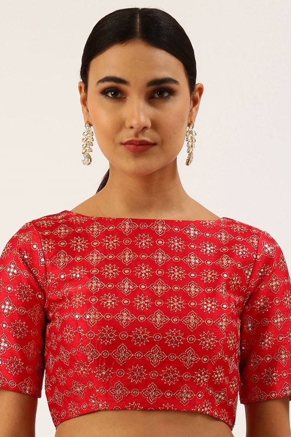 Picture of Impressive Red Colored Designer Readymade Blouse