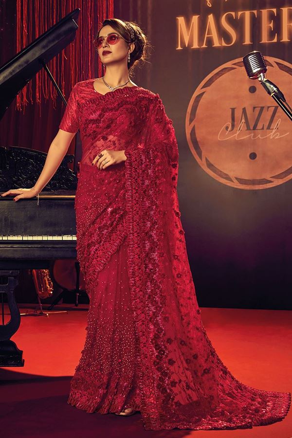 Picture of Glamorous Red Colored Designer Saree