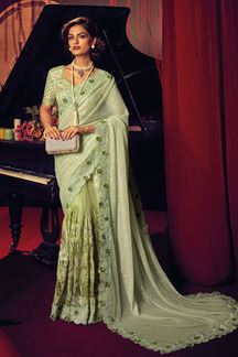 Picture of Glorious Pista Green Colored Designer Saree