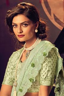 Picture of Glorious Pista Green Colored Designer Saree