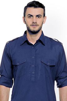 Picture of  Stylish Blue Colored Designer Pathani Set