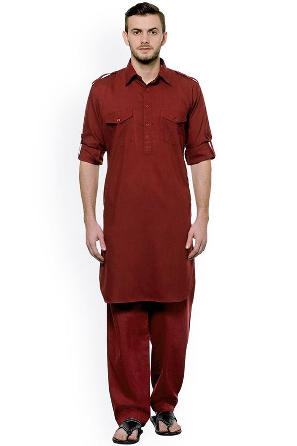 Picture of  Magnificent Maroon Colored Designer Pathani Set