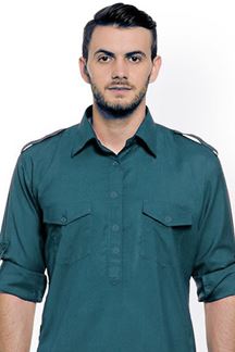 Picture of  Awesome Teal Blue Colored Designer Pathani Set