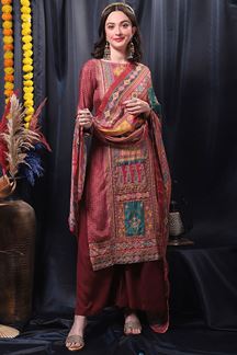 Picture of Artistic Red Colored Designer Suit (Unstitched suit)